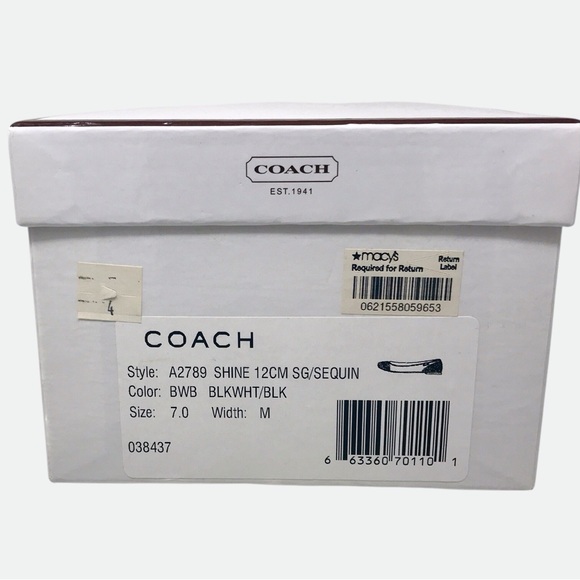 Coach Chelsea Ballet Flats Sequins Black & Grey Canvas Flats with Box 7M - Picture 10 of 11